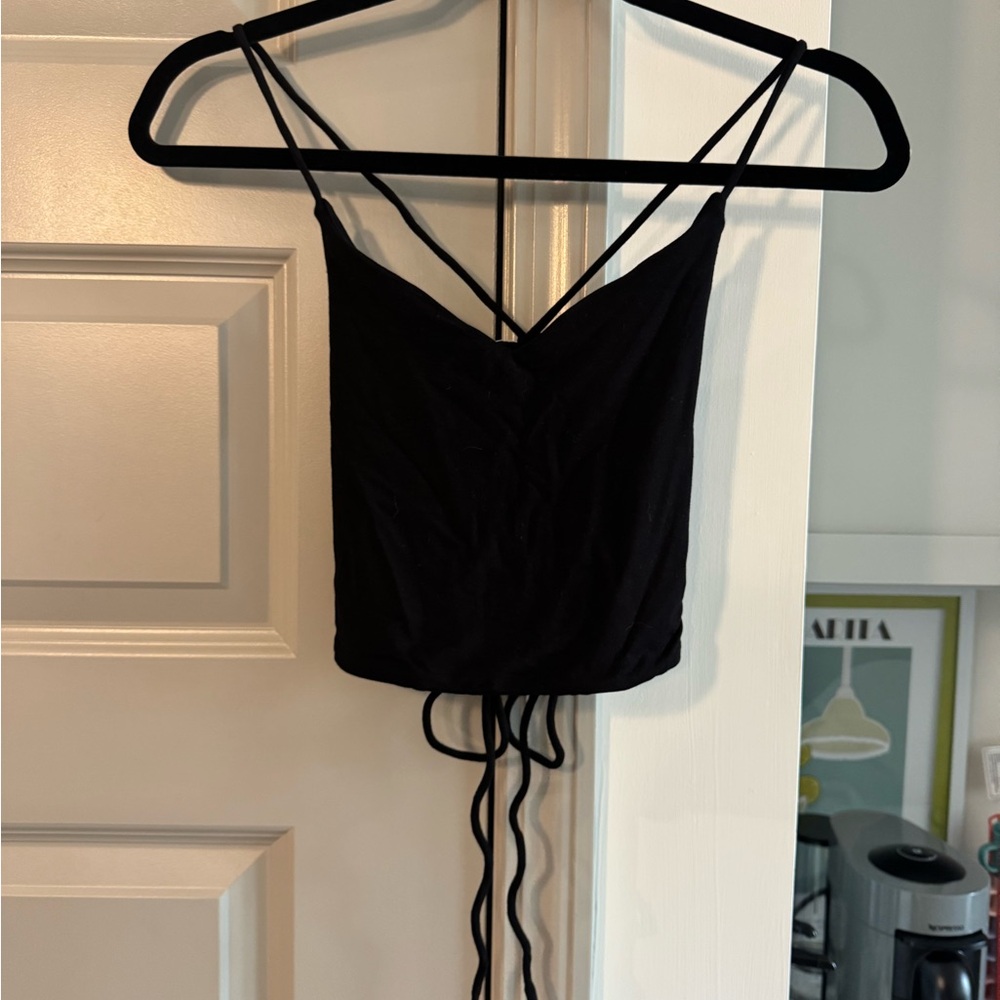 Black Strappy Braless Women's Top